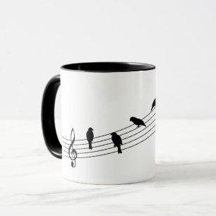Music bar with birds like musical notes. mug