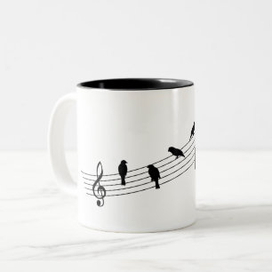 Music bar with birds like musical notes. Two-Tone coffee mug