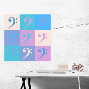 Music Bass Clef Pastel Colours Poster