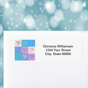 Music Bass Clef Personalise Return Address Label