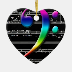 Music Bass Clef Rainbow Gifts Ceramic Tree Decoration