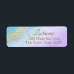 Music Bat Mitzvah Address Return Address Label<br><div class="desc">Music theme return address label to compliment our watercolor music bat mitzvah invitations. Golden Star of David with music staff and notes design of blue and purple watercolor.</div>