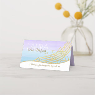 Music Bat Mitzvah Blue and Gold Seating Card