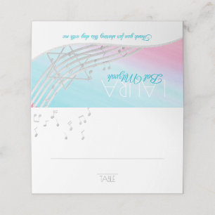 Music Bat Mitzvah Silver Music Notes Seating Card