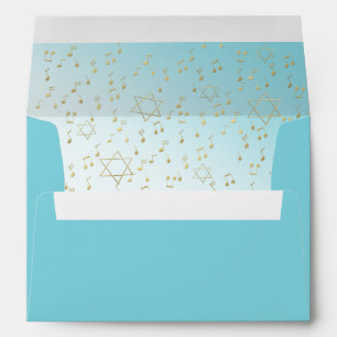 Music Bat Mitzvah with Gold Music Notes Envelope