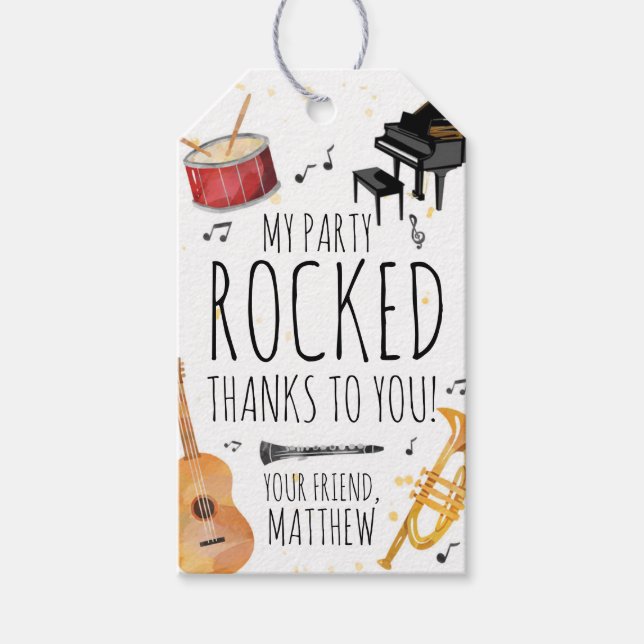 Music Birthday Party Favour Tags (Front)