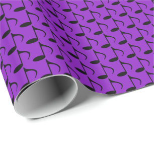 Music Black Eighth Notes on Purple Wrapping Paper