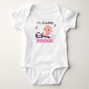 Music Bodysuit, My Daddy Rocks Pink Guitar Infant Baby Bodysuit
