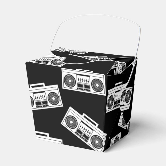 Music Boombox Print Art Pattern Boomboxes Black Favour Box (Front Side)