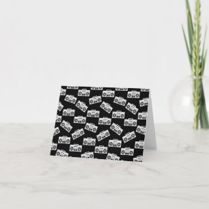 Music Boombox Print Art Pattern Boomboxes Black Thank You Card