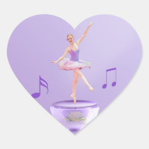 Music Box Ballerina Customisable Heart Sticker
