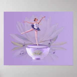 Music Box Ballerina with Water Lily Poster