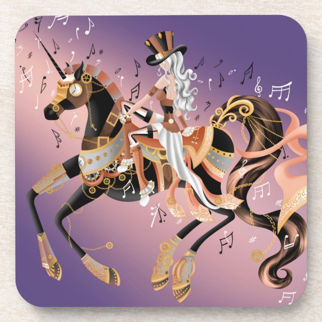 Music Box Lavander Plastic Coaster (Front)