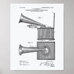 Music Boxs 1904 Patent Art White Paper Poster