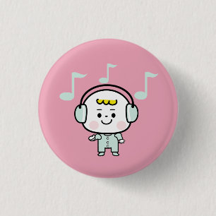 music boy 3 cm round badge