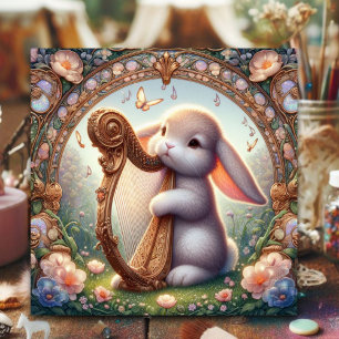 Music Bunny Art Nouveau Easter  Holiday Card