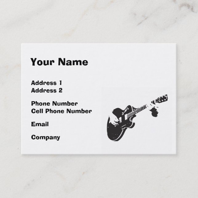 Music Business Card - Black Guitar (Front)