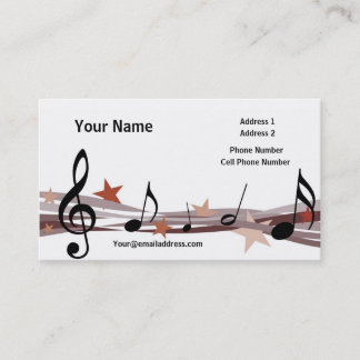 Music Business Card - Brown Music Notes