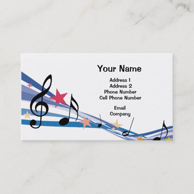 Music Business Card - Coloured Notes (Front)