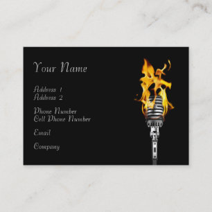 Music Business Card - Flaming Microphone