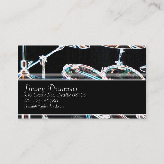 Music Business Card - Glowing Drum Kit (Front)