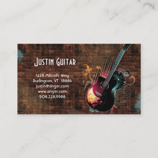 Music Business Card Guitar Brick DJ (Front)