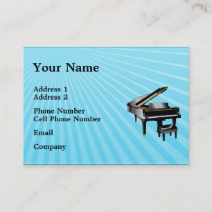 Music Business Card - Piano - Blue