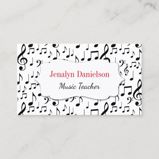 Music Business Cards Music Teacher Instructor (Front)