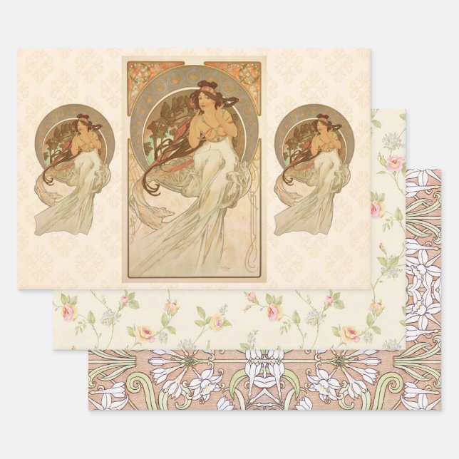 Music by Alphonse Mucha, Gifts Wrapping Paper Sheet (Set)