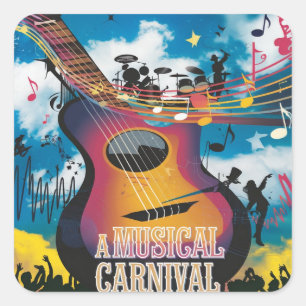 Music carnival square sticker