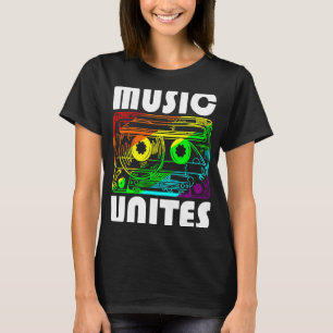 Music Cassette Music Unites Us All 80s 90s Retro L T-Shirt