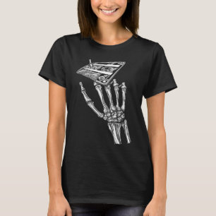 Music Cassette on Retro Skeleton Finger Vintage Th T-Shirt