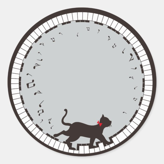 Music Cat Classic Round Sticker (Front)