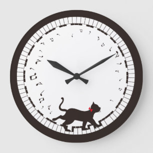 Music Cat Large Clock