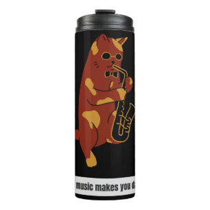 Music cat saxophone thermal tumbler