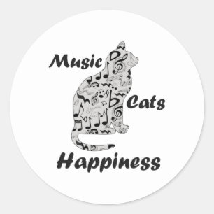 Music Cats Happiness - Cat Lover Musician Classic Round Sticker