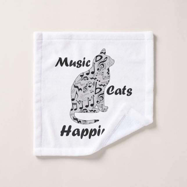 Music Cats Happiness - Cat Lover Musician Wash Cloth (Wash Cloth)