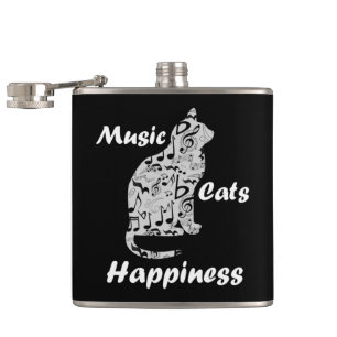 Music Cats Happiness - Musician Lover Quote Hip Flask