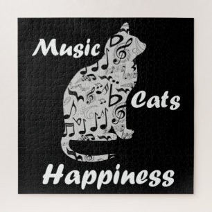 Music Cats Happiness - Musician Lover Quote Jigsaw Puzzle
