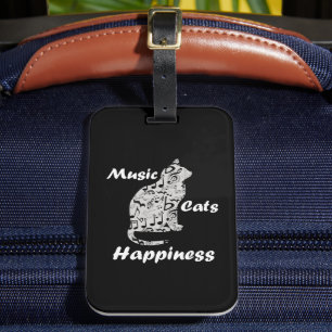 Music Cats Happiness Musician Lover Quote Luggage Tag