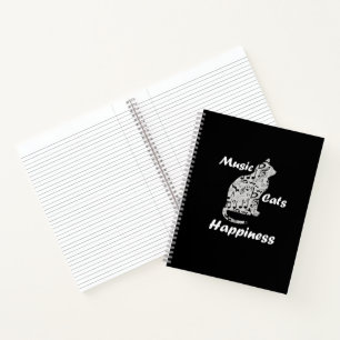 Music Cats Happiness - Musician Lover Quote Notebook