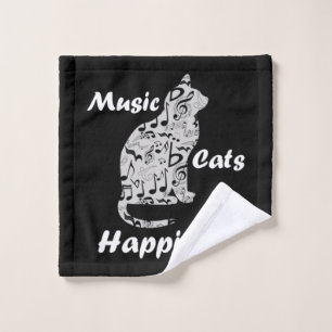 Music Cats Happiness - Musician Lover Quote Wash Cloth
