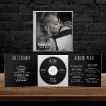 Music CD Album Cover Booklet Black Wedding Program Tri-Fold Invitation<br><div class="desc">Music CD cover and booklet wedding program with photo.  Personalise it with your event details and a picture of the bride and groom.</div>