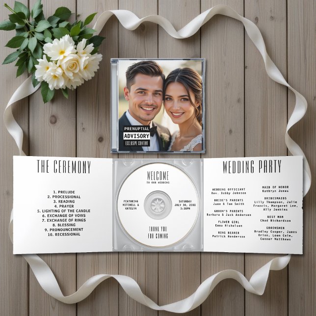 Music CD Album Cover Booklet White Wedding Program Tri-Fold Invitation (Music CD Album Cover Booklet White Wedding Program
)
