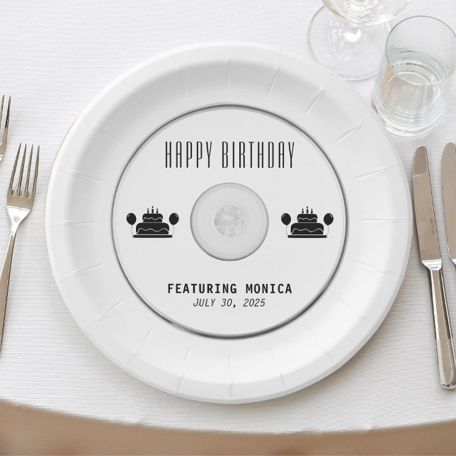 Music CD Birthday Party White Paper Plate (Music CD Birthday Party White Paper Plates
)