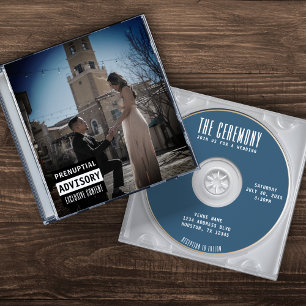Music CD Case Album Cover Blue Wedding Invitation