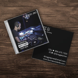 Music CD Case Album Cover DJ Black Square Business Card