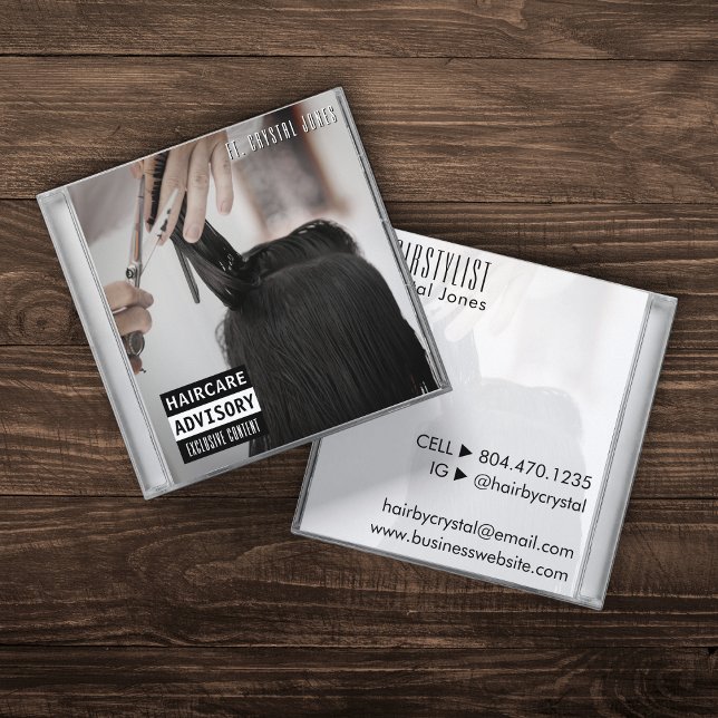 Music CD Case Album Cover Hairstylist Square Business Card (Music CD Case Album Cover Hairstylist Square Business Card
)