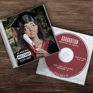 Music CD Case Album Cover Red Graduation Announcement