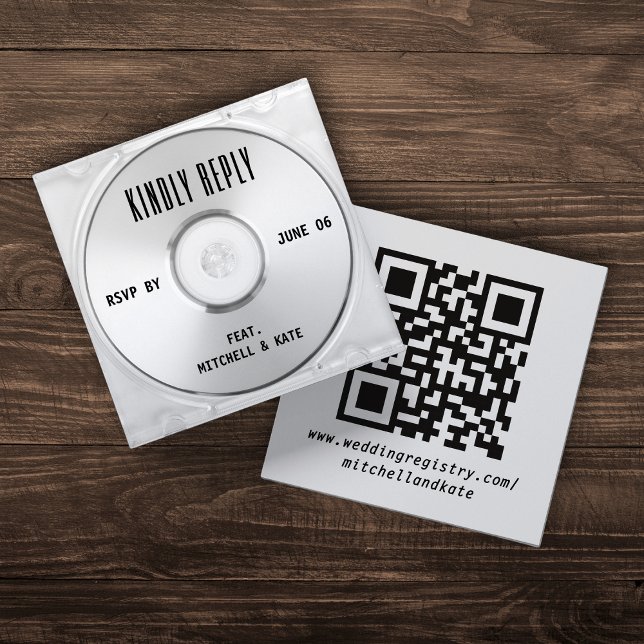 Music CD Case Album Cover Wedding QR Code RSVP Enclosure Card (Music CD Case Album Cover Wedding QR Code RSVP Enclosure Card
)
